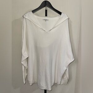 White V-Neck Lightweight Hoodie